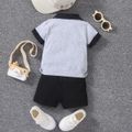 2pcs Baby Boy 95% Cotton Short-sleeve Colorblock Polo Shirt and Shorts Set MiddleAsh image 2
