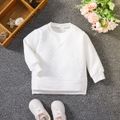 Toddler Girl Basic Solid Color Textured Pullover Sweatshirt White