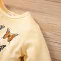 Toddler Girl Butterfly Print Ruffle Hem Short-sleeve Yellow Tee Yellow
