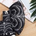 Toddler Girl Exotic Floral Elephant Print Flutter-sleeve Rompers Black