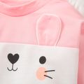 Langarm-Sweatshirt mit 3D-Ohren-Dekor-Karikaturdruck für Babys in Blockfarben weiß