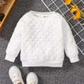 Toddler Boy Basic Solid Color Textured Pullover Sweatshirt White image 1