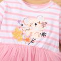 2pcs Baby Girl 95% Cotton Long-sleeve Cartoon Koala Embroidered Embroidered Spliced Mesh Dress with Headband Set Pink image 3