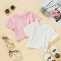 Baby Girl Solid Textured Short-sleeve Twist Knot Top Pink image 1