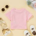 Baby Girl Solid Textured Short-sleeve Twist Knot Top Pink image 3