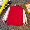 Toddler Boy Trendy Letter Embroidered Button Design Colorblock Bomber Jacket Red image 2