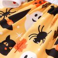 Halloween 2pcs Baby Girl 95% Cotton Long-sleeve Ruffle Trim Letter & Pumpkin Print Spliced Dress with Headband Set Orange