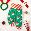 Christmas Baby Boy/Girl Striped Spliced Allover Santa/Deer Print Pants Green image 1