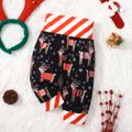 Christmas Baby Boy/Girl Striped Spliced Allover Santa/Deer Print Pants Black image 1
