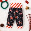 Christmas Baby Boy/Girl Striped Spliced Allover Santa/Deer Print Pants Black image 2