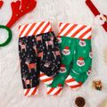 Christmas Baby Boy/Girl Striped Spliced Allover Santa/Deer Print Pants Green image 2