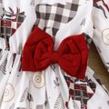 Toddler Girl Playful Christmas Doll Collar Bowknot Design Long-sleeve Tee White