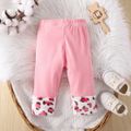 Baby Girl Leopard Spliced Solid Fleece Leggings Pink image 3
