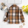 Toddler Boy Trendy Lapel Collar Fleece Plaid Thick Jacket Brown image 3