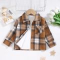 Toddler Boy Trendy Lapel Collar Fleece Plaid Thick Jacket Brown image 2