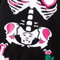 Halloween 2pcs Baby Girl Skeleton Print Black Long-sleeve Jumpsuit with Headband Set Black