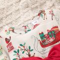 Christmas Baby Girl Bow Front Allover Print Long-sleeve Ruffle Hem Dress Apricot image 3