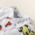 2pcs Toddler Boy Playful Denim Jeans and Car Print Shirt Set White image 4