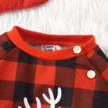 Toddler Boy Christmas Deer Pattern Plaid Button Design Sweatshirt redblack image 3
