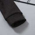 2pcs Baby Girl Letter Print Black Fleece Lined Long-sleeve Hoodie and Sweatpants Set Black image 4