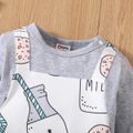 Baby Boy/Girl 95% Cotton Long-sleeve Faux-two Milk Bottle Print Jumpsuit Multi-color image 3
