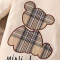 Baby Boy/Girl Plaid Bear & Letter Embroidered Long-sleeve Jumpsuit LightApricot image 3