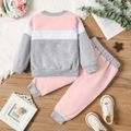 2pcs Toddler Girl Trendy Colorblock Sweatshirt and Elasticized Pants Set MultiColour image 5
