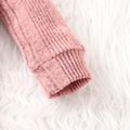 2pcs Baby Boy/Girl Pink Rib Knit Long-sleeve Set Dark Pink image 5