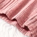 2pcs Baby Boy/Girl Pink Rib Knit Long-sleeve Set Dark Pink image 4