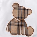 2pcs Toddler Boy Playful Bear Embroidered Sweatshirt and Plaid Splice Pants Set White image 4