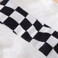 2pcs Baby Boy/Girl Long-sleeve Spliced Sweatshirt and Checkered Sweatpants Set Black/White image 4