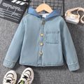 Toddler Boy Trendy Letter Print Denim Hooded Jacket Blue image 1
