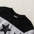 2pcs Baby Boy/Girl Star Print Long-sleeve Colorblock Sweatshirt and Solid Sweatpants Set Black image 3