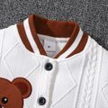 Toddler Boy/Girl Playful Bear Embroidered Textured Bomber Jacket Brown image 3