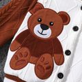 Toddler Boy/Girl Playful Bear Embroidered Textured Bomber Jacket Brown image 4