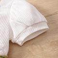 Toddler Girl Sweet Floral Design Mesh Splice Puff-sleeve Dress PinkyWhite image 3