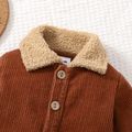 Baby Boy/Girl 95% Cotton Contrast Fuzzy Collar Thickened Corduroy Jumpsuit Brown image 3
