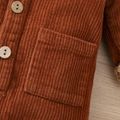 Baby Boy/Girl 95% Cotton Contrast Fuzzy Collar Thickened Corduroy Jumpsuit Brown image 4