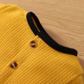 Baby Boy/Girl Contrast Binding Waffle Textured Short-sleeve Romper Yellow image 3