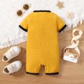 Baby Boy/Girl Contrast Binding Waffle Textured Short-sleeve Romper Yellow image 2