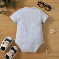 Baby Boy/Girl 95% Cotton Short-sleeve Bear & Letter Print Romper Lightgrey image 3