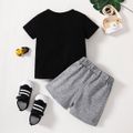 2pcs Toddler Boy Trendy Colorblock Short-sleeve Tee and Elasticized Shorts Set Grey image 2