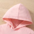 2pcs Baby Boy/Girl Letter Print Hooded Short-sleeve Top & Shorts Set Pink image 4