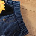 2pcs Toddler Girl/Boy Trendy Ripped Denim Shorts and Floral Print Tank Top Set Black image 5