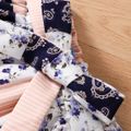 3pcs Toddler Girl Trendy Bowknot Design One Shoulder Tee Floral Print Skirt & Belt Set White image 4