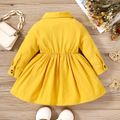 Baby Girl 100% Cotton Solid Long-sleeve Button Dress Yellow image 3