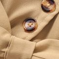 Toddler Girl Preppy style Solid Belted Shirt Romper Khaki image 5