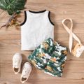 2pcs Baby Boy Letter Print Tank Top and Camouflage Shorts Set Flecked Grey image 2