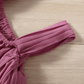 2pcs Baby Girl Solid Textured Layered Tank Top & Shorts Set Hot Pink image 3