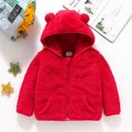 Baby Boy/Girl Solid Fuzzy Fleece Long-sleeve Hooded Zip Jacket Red